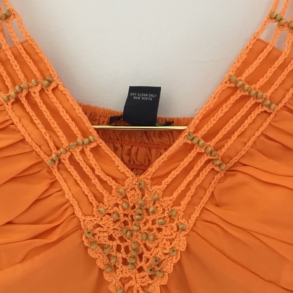 🧡Boston Proper Silk Wood Beaded Straps Women Top - Picture 8 of 10